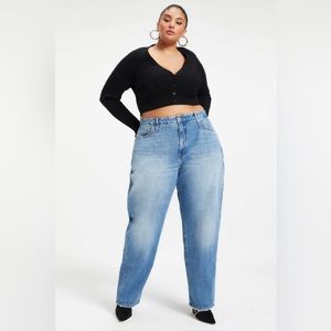 Good American Good 90s Loose Fit Denim Medium Wash Jeans Blue 18